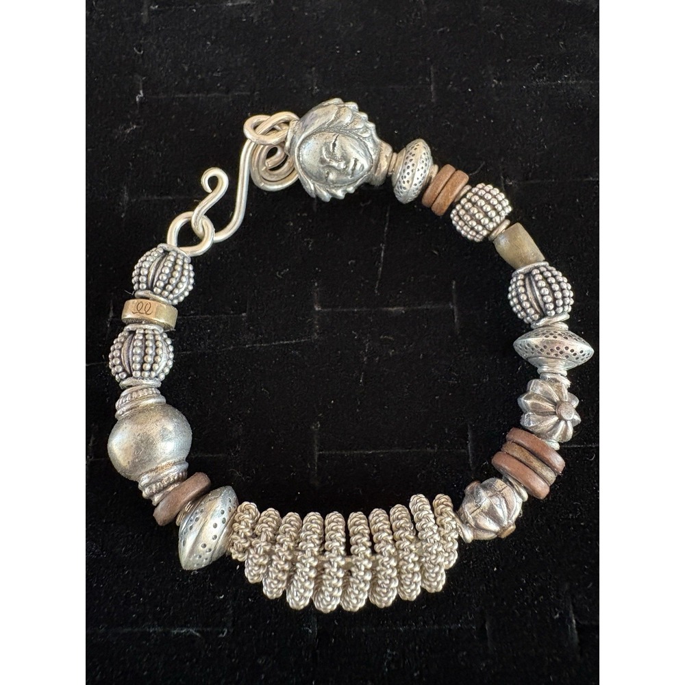 Artisan Sterling Silver Copper Bead Statement Fancy Wire Wrap Bracelet 46 Grams - Picture 9 of 16